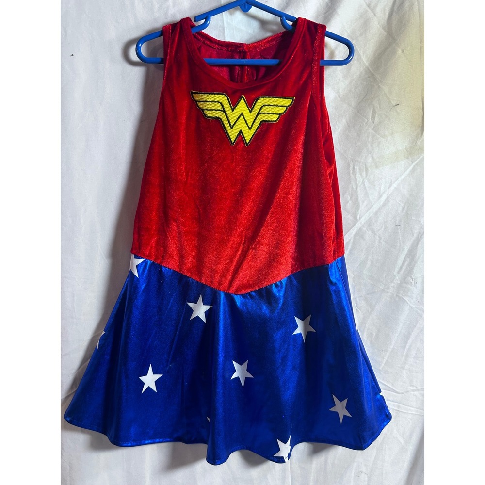 DC Comics Wonder Woman Costume Dress Red Blue Stars Girls Size Small 4-6X